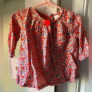Vintage Nordstrom Baby Infant Blouse Size 6M Red Floral with matching underwear